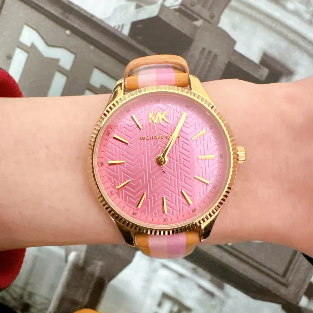 Michael Kors MK2809 Lexington Gold-Tone and Striped Leather Watch